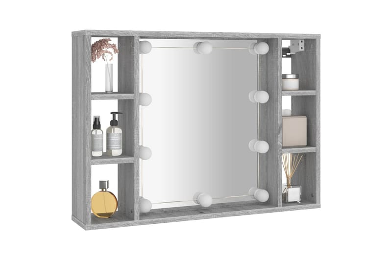 beBasic Spegelskåp med LED grå sonoma 76x15x55 cm - Grey - Hus & renovering - Kök & bad - Badrum - Badrumsmöbler & badrumsinredning - Spegelskåp badrum