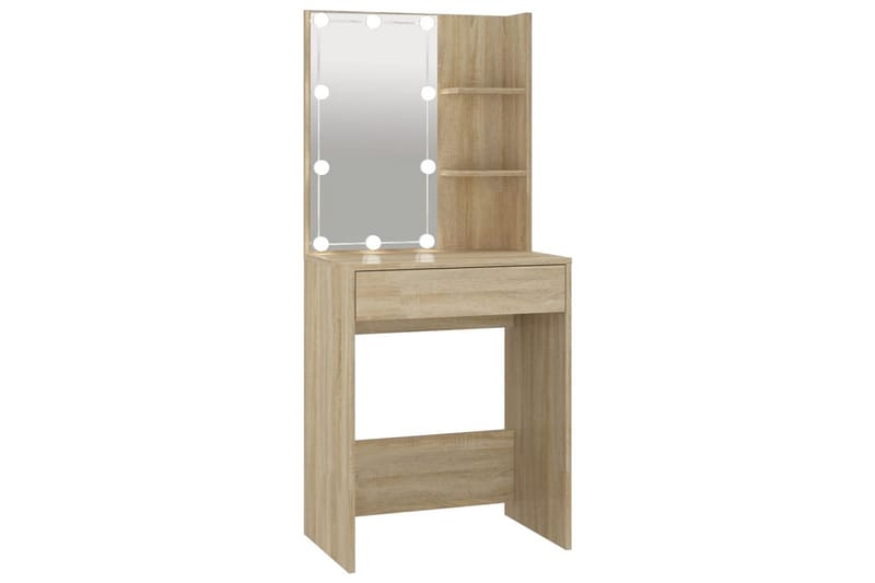beBasic Spegelskåp med LED sonoma-ek 60x40x140 cm - Brown - Spegelskåp badrum