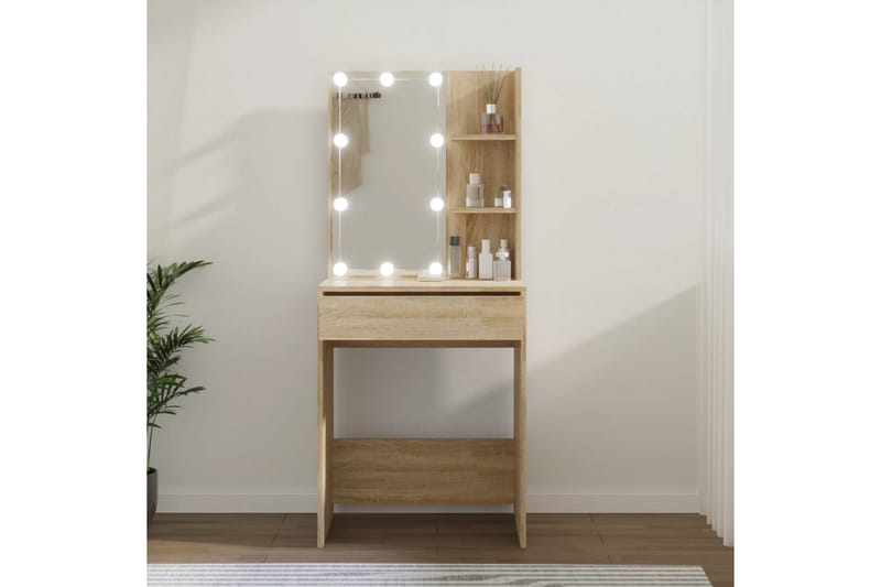 beBasic Spegelskåp med LED sonoma-ek 60x40x140 cm - Brown - Hus & renovering - Kök & bad - Badrum - Badrumsmöbler & badrumsinredning - Spegelskåp badrum