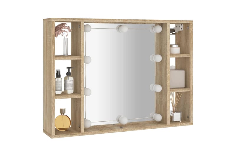 beBasic Spegelskåp med LED sonoma-ek 76x15x55 cm - Brown - Hus & renovering - Kök & bad - Badrum - Badrumsmöbler & badrumsinredning - Spegelskåp badrum