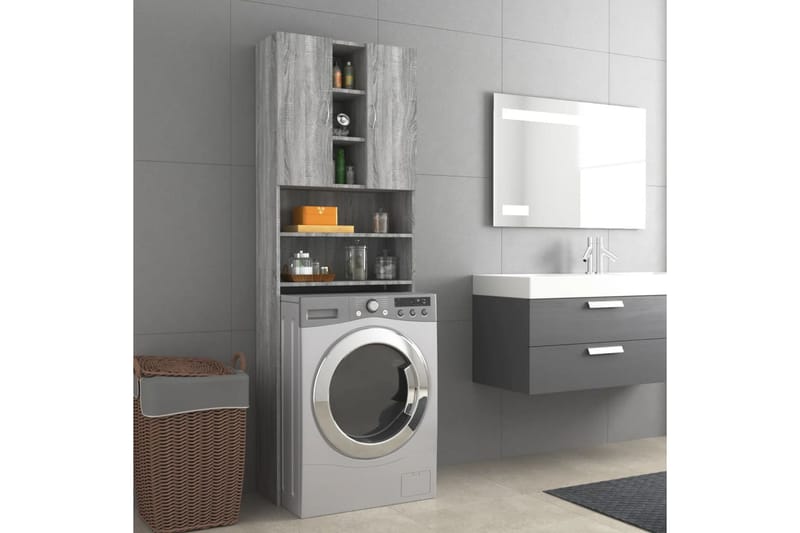 beBasic Tvättmaskinsskåp grå sonoma 64x25,5x190 cm - Hus & renovering - Kök & bad - Badrum - Badrumsmöbler & badrumsinredning - Badrumsskåp
