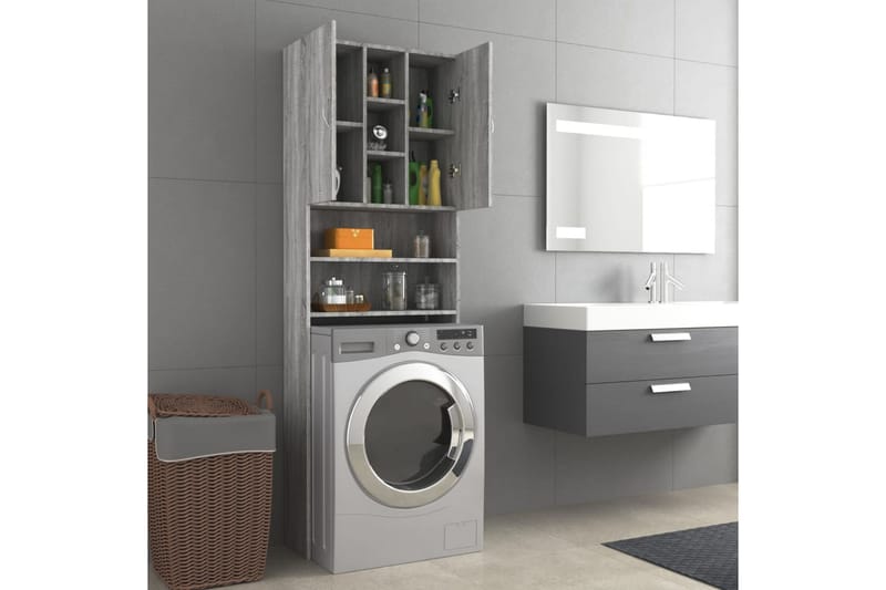 beBasic Tvättmaskinsskåp grå sonoma 64x25,5x190 cm - Hus & renovering - Kök & bad - Badrum - Badrumsmöbler & badrumsinredning - Badrumsskåp