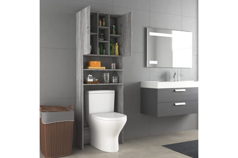 beBasic Tvättmaskinsskåp grå sonoma 64x25,5x190 cm - Hus & renovering - Kök & bad - Badrum - Badrumsmöbler & badrumsinredning - Badrumsskåp