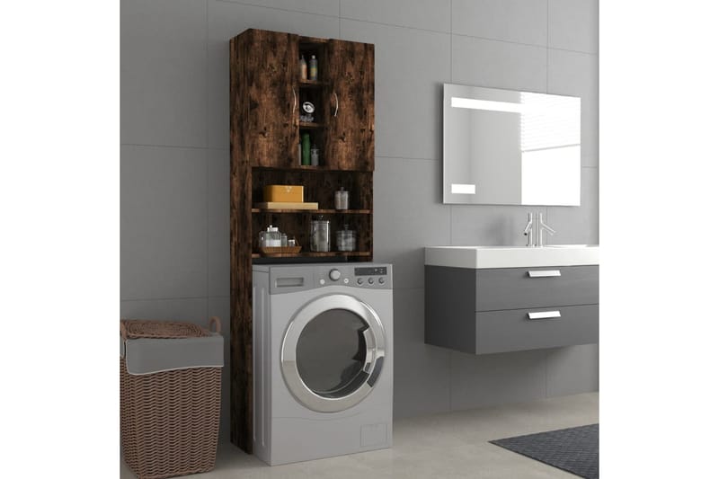 beBasic Tvättmaskinsskåp rökfärgad ek 64x25,5x190 cm - Hus & renovering - Kök & bad - Badrum - Badrumsmöbler & badrumsinredning - Badrumsskåp