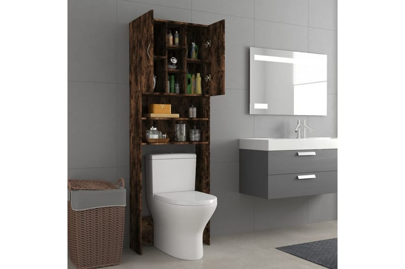 beBasic Tvättmaskinsskåp rökfärgad ek 64x25,5x190 cm - Hus & renovering - Kök & bad - Badrum - Badrumsmöbler & badrumsinredning - Badrumsskåp