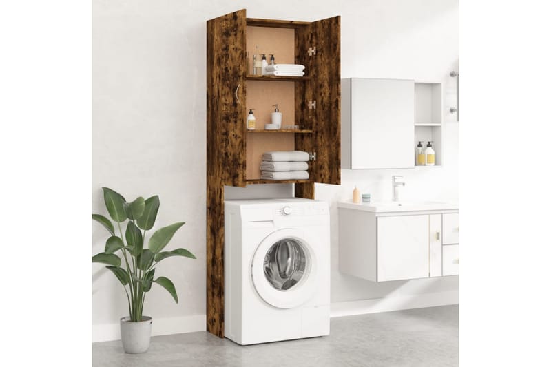 beBasic Tvättmaskinsskåp rökfärgad ek 64x25,5x190 cm - Hus & renovering - Kök & bad - Badrum - Badrumsmöbler & badrumsinredning - Badrumsskåp