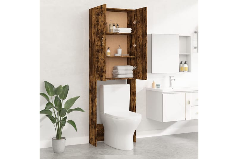 beBasic Tvättmaskinsskåp rökfärgad ek 64x25,5x190 cm - Hus & renovering - Kök & bad - Badrum - Badrumsmöbler & badrumsinredning - Badrumsskåp