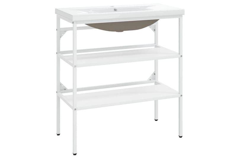 beBasic Tvättställsram med inbyggt handfat vit järn - White - Hus & renovering - Kök & bad - Badrum - Badrumsmöbler & badrumsinredning - Badrumsskåp