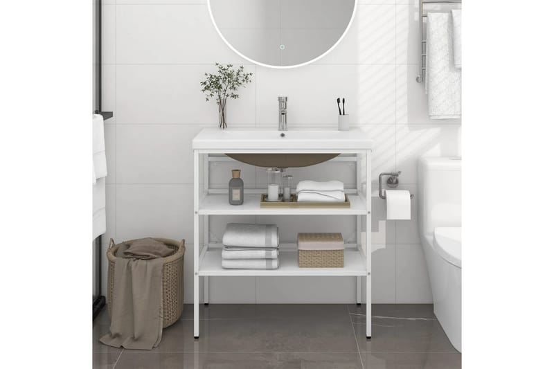 beBasic Tvättställsram med inbyggt handfat vit järn - White - Hus & renovering - Kök & bad - Badrum - Badrumsmöbler & badrumsinredning - Badrumsskåp