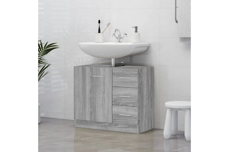 beBasic Tvättställsskåp Grå Sonoma 63x30x54 cm konstruerat trä - Grey - Hus & renovering - Kök & bad - Badrum - Badrumsmöbler & badrumsinredning - Badrumsskåp
