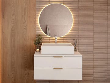 Brig Badrumskommod - Mattvit med guldfärgade handtag - Hus & renovering - Kök & bad - Badrum - Badrumsmöbler & badrumsinredning - Badrumsförvaring