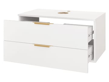 Brig Badrumskommod - Mattvit med guldfärgade handtag - Hus & renovering - Kök & bad - Badrum - Badrumsmöbler & badrumsinredning - Badrumsförvaring