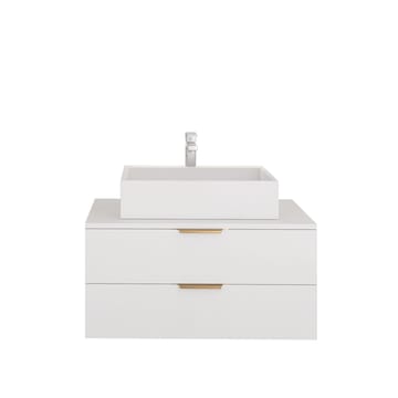 Brig Badrumskommod - Mattvit med guldfärgade handtag - Hus & renovering - Kök & bad - Badrum - Badrumsmöbler & badrumsinredning - Badrumsförvaring
