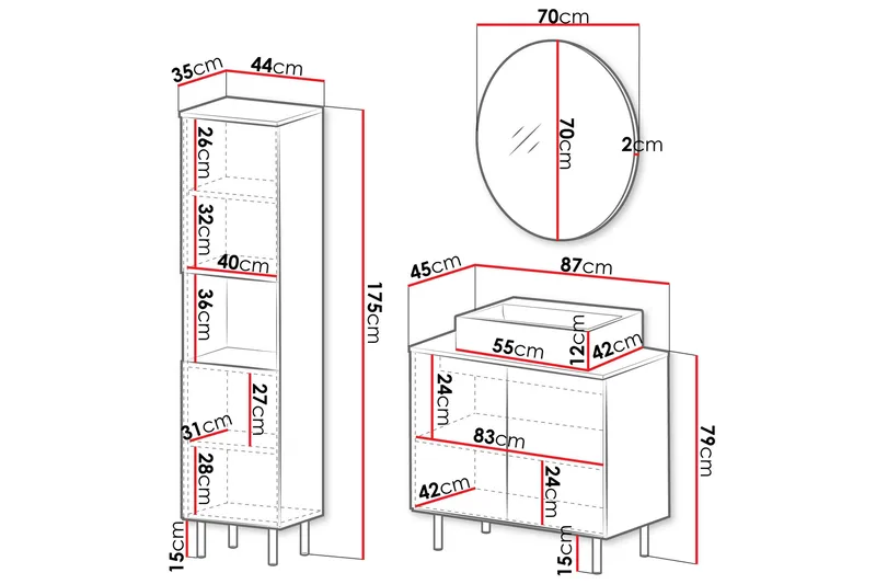 Casa Komplett möbelpaket - Beige - Hus & renovering - Kök & bad - Badrum - Badrumsmöbler & badrumsinredning - Kompletta möbelpaket badrum
