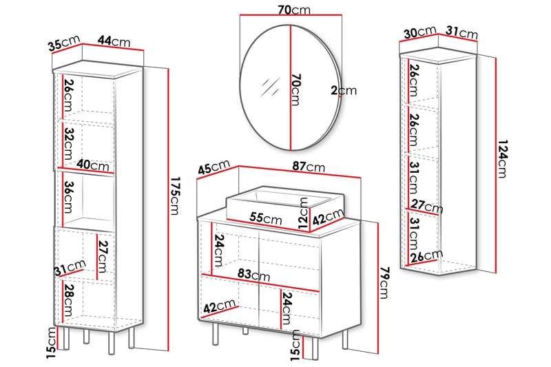 Casa Komplett möbelpaket - Beige - Hus & renovering - Kök & bad - Badrum - Badrumsmöbler & badrumsinredning - Kompletta möbelpaket badrum