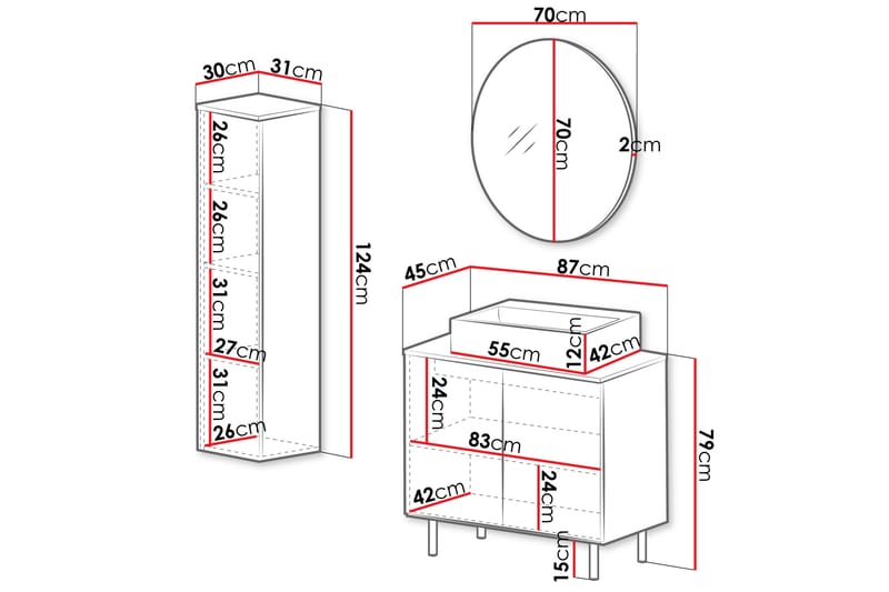 Casa Komplett möbelpaket - Beige - Hus & renovering - Kök & bad - Badrum - Badrumsmöbler & badrumsinredning - Kompletta möbelpaket badrum