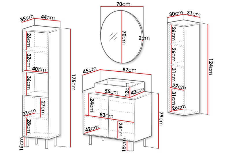 Casa Komplett möbelpaket - Beige - Hus & renovering - Kök & bad - Badrum - Badrumsmöbler & badrumsinredning - Kompletta möbelpaket badrum