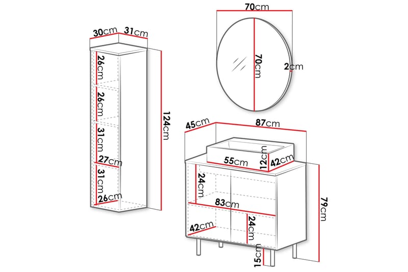 Casa Komplett möbelpaket - Svart - Hus & renovering - Kök & bad - Badrum - Badrumsmöbler & badrumsinredning - Kompletta möbelpaket badrum