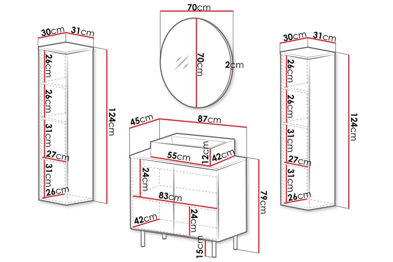 Casa Komplett möbelpaket - Svart - Hus & renovering - Kök & bad - Badrum - Badrumsmöbler & badrumsinredning - Kompletta möbelpaket badrum
