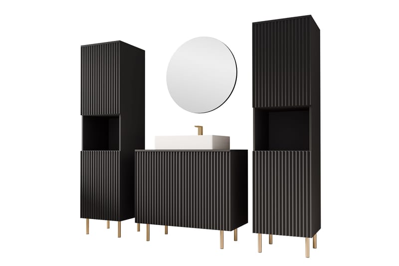 Casa Komplett möbelpaket - Svart - Hus & renovering - Kök & bad - Badrum - Badrumsmöbler & badrumsinredning - Kompletta möbelpaket badrum
