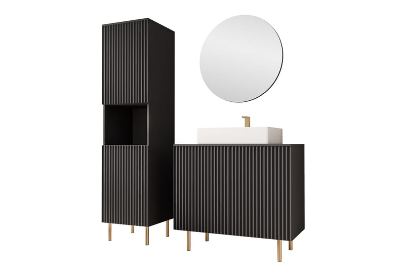 Casa Komplett möbelpaket - Svart - Hus & renovering - Kök & bad - Badrum - Badrumsmöbler & badrumsinredning - Kompletta möbelpaket badrum