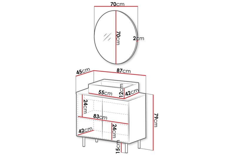 Casa Tvättställsskåp - Vit - Hus & renovering - Kök & bad - Badrum - Badrumsmöbler & badrumsinredning - Tvättställsskåp & kommod