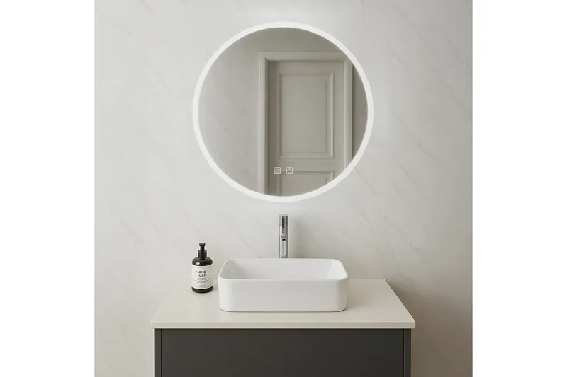 Clas Rund Badrumsspegel med LED-belysning 100 cm - Anti-Fog och Touch-Styrning - Hus & renovering - Kök & bad - Badrum - Badrumsmöbler & badrumsinredning - Badrumsspegel