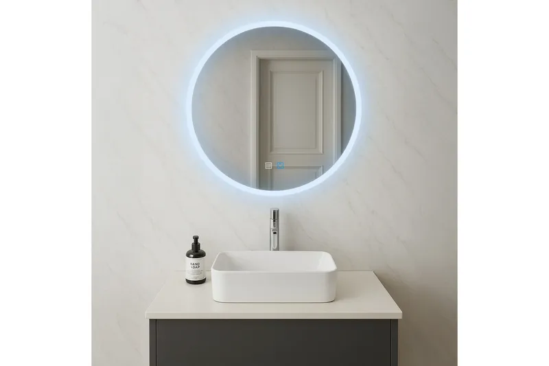 Clas Rund Badrumsspegel med LED-belysning 100 cm - Anti-Fog och Touch-Styrning - Hus & renovering - Kök & bad - Badrum - Badrumsmöbler & badrumsinredning - Badrumsspegel