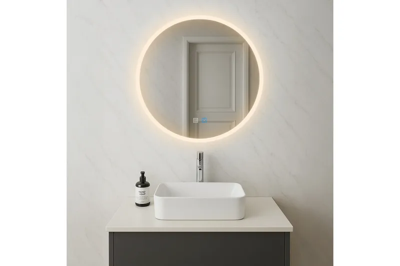 Clas Rund Badrumsspegel med LED-belysning 100 cm - Anti-Fog och Touch-Styrning - Hus & renovering - Kök & bad - Badrum - Badrumsmöbler & badrumsinredning - Badrumsspegel