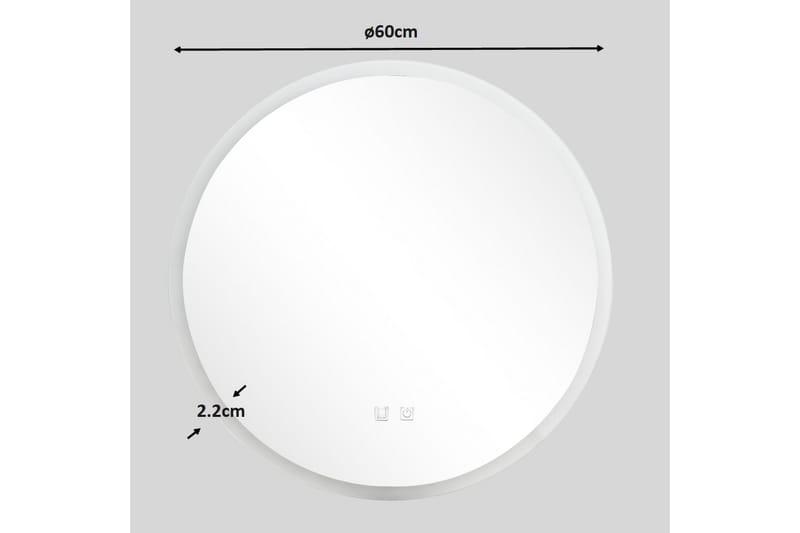 Clas Rund Badrumsspegel med LED-belysning 60 cm - Anti-Fog och Touch-Styrning - Hus & renovering - Kök & bad - Badrum - Badrumsmöbler & badrumsinredning - Badrumsspegel