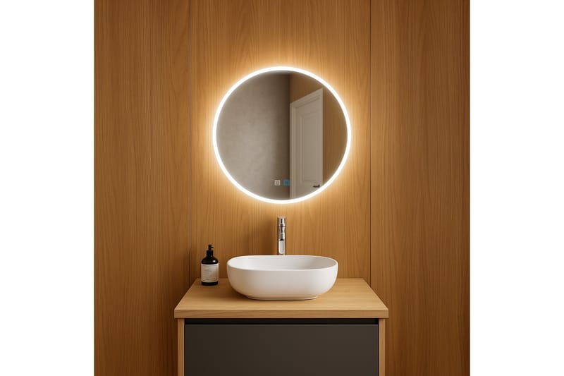 Clas Rund Badrumsspegel med LED-belysning 60 cm - Transparent - Hus & renovering - Kök & bad - Badrum - Badrumsmöbler & badrumsinredning - Badrumsspegel
