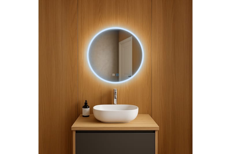 Clas Rund Badrumsspegel med LED-belysning 60 cm - Transparent - Hus & renovering - Kök & bad - Badrum - Badrumsmöbler & badrumsinredning - Badrumsspegel