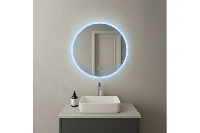 Clas Rund Badrumsspegel med LED-belysning 80 cm - Anti-Fog och Touch-Styrning - Hus & renovering - Kök & bad - Badrum - Badrumsmöbler & badrumsinredning - Badrumsspegel