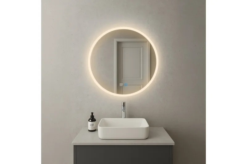 Clas Rund Badrumsspegel med LED-belysning 80 cm - Anti-Fog och Touch-Styrning - Hus & renovering - Kök & bad - Badrum - Badrumsmöbler & badrumsinredning - Badrumsspegel