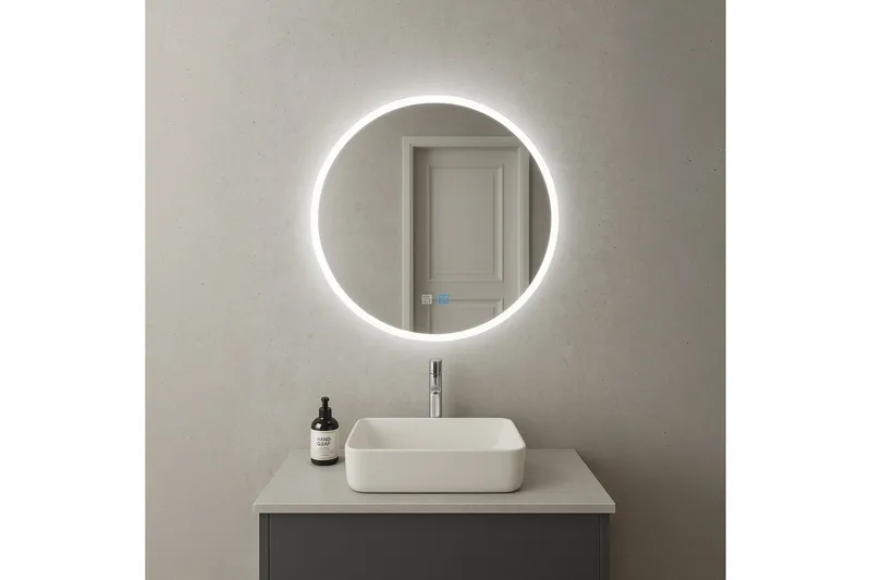 Clas Rund Badrumsspegel med LED-belysning 80 cm - Anti-Fog och Touch-Styrning - Hus & renovering - Kök & bad - Badrum - Badrumsmöbler & badrumsinredning - Badrumsspegel