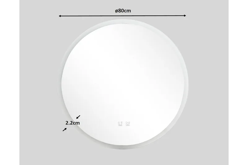 Clas Rund Badrumsspegel med LED-belysning 80 cm - Anti-Fog och Touch-Styrning - Hus & renovering - Kök & bad - Badrum - Badrumsmöbler & badrumsinredning - Badrumsspegel