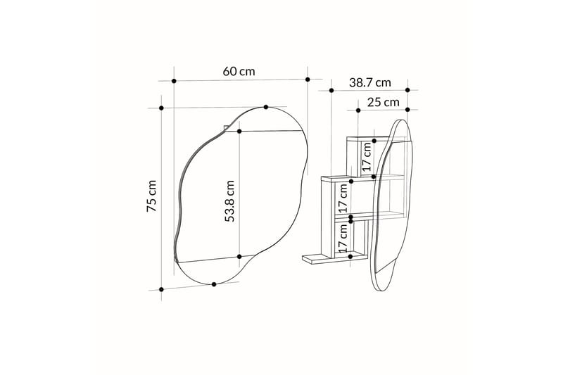 Dartmoor Badrumsspegel 60 cm Rektangulär - Brun - Hus & renovering - Kök & bad - Badrum - Badrumsmöbler & badrumsinredning - Badrumsspegel