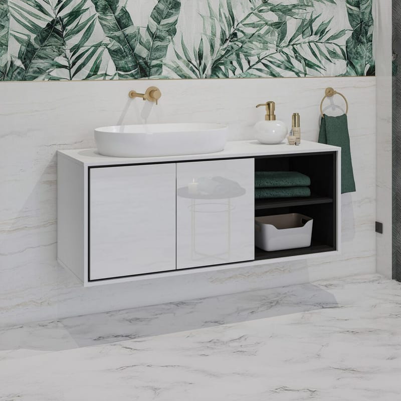 Diskbänkskåp Irvine 2 Dörrar - Vit Högglans, 120 cm - Hus & renovering - Kök & bad - Badrum - Badrumsmöbler & badrumsinredning - Badrumsskåp