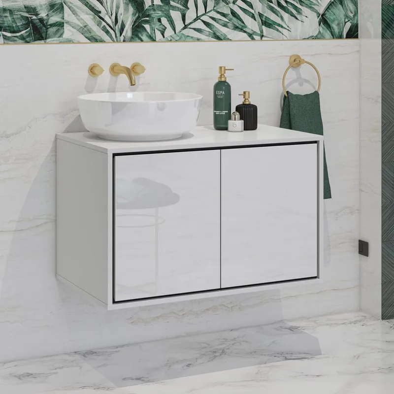 Diskbänkskåp Irvine 2 Dörrar - Vit Högglans, 78 cm - Hus & renovering - Kök & bad - Badrum - Badrumsmöbler & badrumsinredning - Badrumsskåp