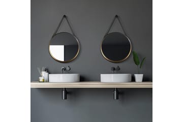 Djupqvior Spegel 55x55 cm Rund - Svart/Guld - Hus & renovering - Kök & bad - Badrum - Badrumsmöbler & badrumsinredning - Badrumsspegel