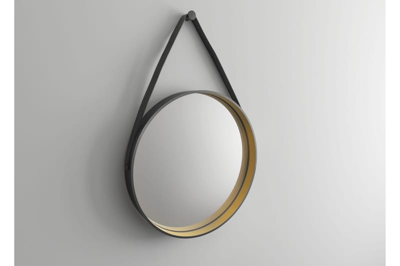 Djupqvior Spegel 55x55 cm Rund - Svart/Guld - Hus & renovering - Kök & bad - Badrum - Badrumsmöbler & badrumsinredning - Badrumsspegel