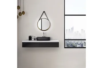 Djupqvior Spegel 55x55 cm Rund - Svart/Guld - Hus & renovering - Kök & bad - Badrum - Badrumsmöbler & badrumsinredning - Badrumsspegel