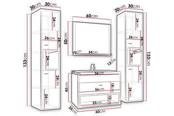 Ekomi Möbelset för Badrum 133 cm - Hus & renovering - Kök & bad - Badrum - Badrumsmöbler & badrumsinredning - Kompletta möbelpaket badrum