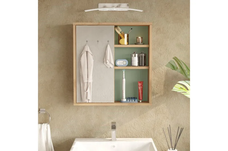 Enis Väggskåp 60 cm - Ek/Grön - Hus & renovering - Kök & bad - Badrum - Badrumsmöbler & badrumsinredning - Badrumsskåp