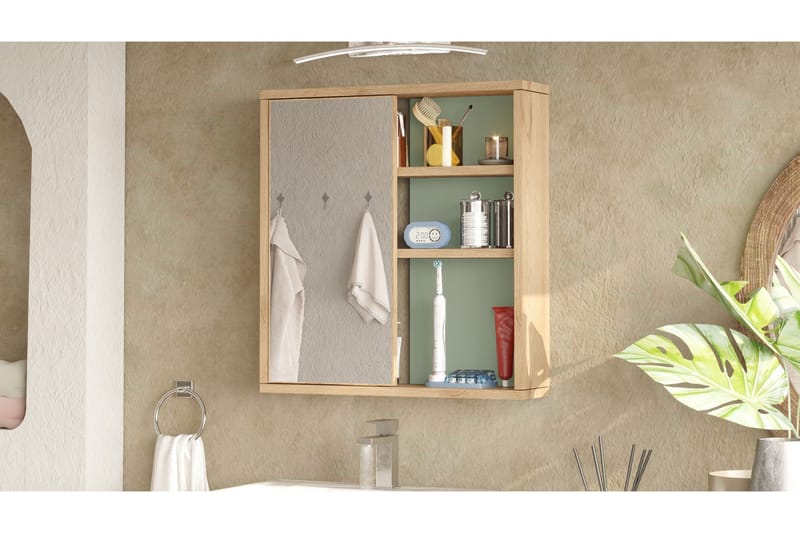 Enis Väggskåp 60 cm - Ek/Grön - Hus & renovering - Kök & bad - Badrum - Badrumsmöbler & badrumsinredning - Badrumsskåp
