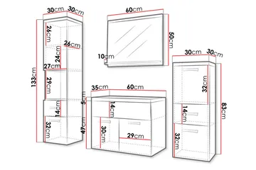 Ericka Möbelset för Badrum 133 cm - Hus & renovering - Kök & bad - Badrum - Badrumsmöbler & badrumsinredning - Kompletta möbelpaket badrum
