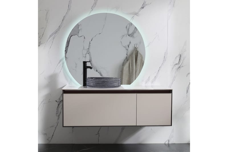 Felicia Spegel med LED-belysning Rund 100 cm Silver - Hus & renovering - Kök & bad - Badrum - Badrumsmöbler & badrumsinredning - Badrumsspegel