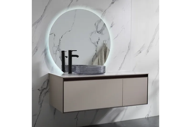 Felicia Spegel med LED-belysning Rund 100 cm Silver - Hus & renovering - Kök & bad - Badrum - Badrumsmöbler & badrumsinredning - Badrumsspegel
