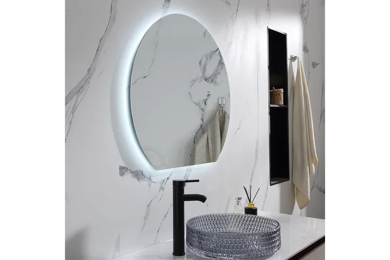 Felicia Spegel med LED-belysning Rund 100 cm Silver, undefined