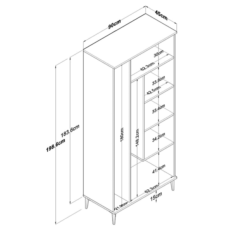 Fenvik Badrumsskåp 90x198,6x45 cm - Vit - Hus & renovering - Kök & bad - Badrum - Badrumsmöbler & badrumsinredning - Badrumsskåp